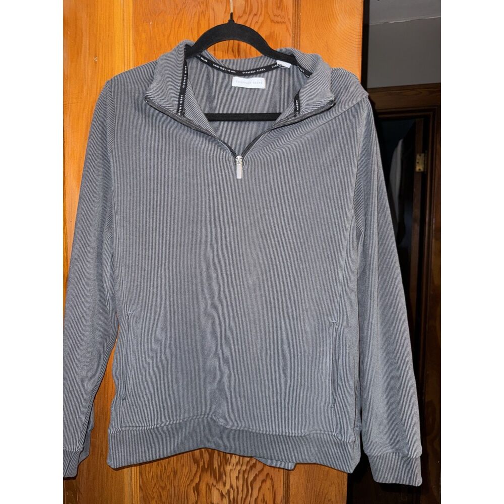 Super Cozy Geoffrey Beene Women's Quarter Zip Ribbed Gray L